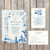 French Blue European Garden Whimsical Wedding Programm