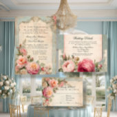 Französisches elegantes Blumenmenü Einladung