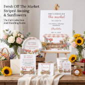 Frische Sonnenblumen mit gestreifter Markise Pappteller