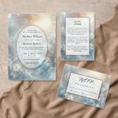 Simple Icy Winter Blue Monogram Einladungsbanderole (Personalisiere diese Kollektion eines unabhängigen Creators.)