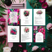 Elegant Fuchsia und Emerald Green Wedding Dankeskarte