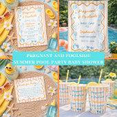 Pregnant & Poolside Summer Pool Party Baby Shower Pappbecher
