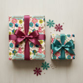 Funky Bright Retro Christmas Geschenkpapier Set