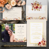 Gilded Fall Terracotta Floral Save The Date