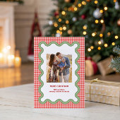 Personalisiertes Frohe Weihnachten Rot Gingham Geschirrtuch