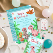Girl's Dinosaur Geburtstag Einladung