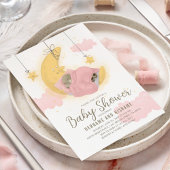 Bear Moon Stars Pink Clouds Girl Babydusche Große Geschenktüte