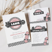 Girls' Checkered Skateboard Groovy Hippie Birthday Pappteller