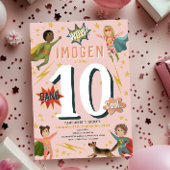 Mädchen Pink Superhero Monogramm und Name Kinder Gepäckanhänger