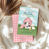 Girls Pink Farm Animal Barnyard 2nd Birthday Serviette