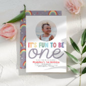 Girls Retro Fun to be One Rainbow 1st Birthday Pappteller