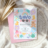 Girls Two Cool Summer Pool Party 2nd Birthday Pappteller