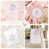 Girly Pink Bows Elegantes Brautparty Serviette