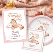 Girl Pumpkin Patch Bows Birthday Party Runder Aufkleber