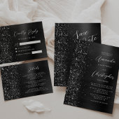 Black Brushed Metal Wedding Details  Begleitkarte