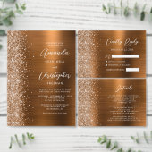 Glam Copper Metallic Glitter Script Wedding Tischnummer (Personalisiere diese Kollektion eines unabhängigen Creators.)