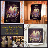 Glam Disco Ball Music Notes 40th Birthday Party Pappteller