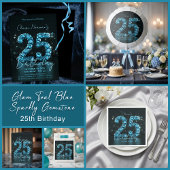 Teal Blue Diamonds Glamorous 25th Birthday Party Pappteller