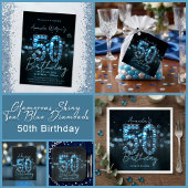 Opulent Elegant Teal Blue Diamonds 50th Birthday Pappteller