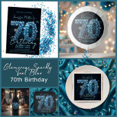 Elegant Sapphire Blue und Black 70. Geburtstag Einladung