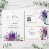 Glitter Gold Blue Purple Peacock Plume Wedding Pappteller (Personalisiere diese Kollektion eines unabhängigen Creators.)