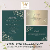 QR-Code für Gold und Emerald Green Wedding All In One Einladung