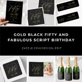 Goldene Skript Fifty Moderne schwarze 50. Geburtst Einladung