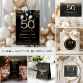 Glam Gold Diamonds 50th Birthday Party Banner