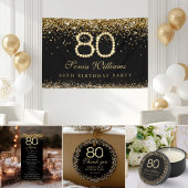Elegant Gold Diamonds 80th Birthday Thank You Card Dankeskarte