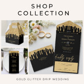 Details zum Hochzeitscoding für Black & Gold Glitz Begleitkarte