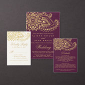 Gold Indian Paisley Wedding Vielen Dank Postkarte (Personalisiere diese Kollektion eines unabhängigen Creators.)