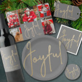 JOYFUL Gold Imitate Foil Gran Christmas Pappteller