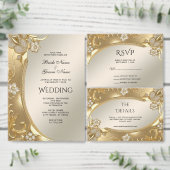 Gold Verziert Floral Wedding Program Programm (Personalisiere diese Kollektion eines unabhängigen Creators.)