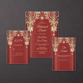 Modern Gold Red Floral Danke Karte (Personalisiere diese Kollektion eines unabhängigen Creators.)