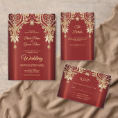 Moderne Gold Red Floral Tischnummer (Personalisiere diese Kollektion eines unabhängigen Creators.)