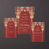 Modern Gold Red Floral Paper Coaster Rechteckiger Pappuntersetzer (Personalisiere diese Kollektion eines unabhängigen Creators.)