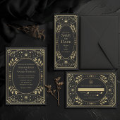 Gold Gothic Tarot Card Wedding Bar Menu Sockelschild