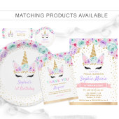 Einhorn 1. Geburtstag - Aquamarines Rosa Lila Pappteller