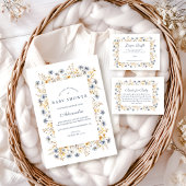 Golden Blue Wildflower Baby Shower Einladung
