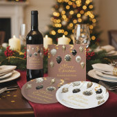 Gold- und schwarze Weihnachtskugeln Weinetikett