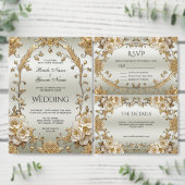 Goldenes Verziertes Brautparty für weiße Blume Einladung (Personalisiere diese Kollektion eines unabhängigen Creators.)