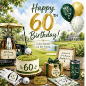 Golf zum 60. Geburtstag mit Golf Flagge Golfball