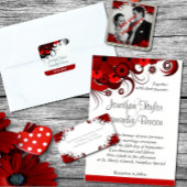Rote und weiße Blumenkarten Save the Date Postkart Ankündigungspostkarte