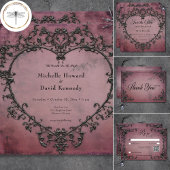 Gothic Black & Burgund Filigree Herzenssehen Save The Date