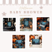 Gothic Blue Halloween Baby Shower Einladung