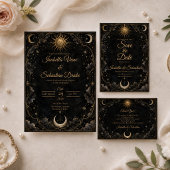 Gothic-Celestiale Sonnen-Mond-Hochzeit Einladung