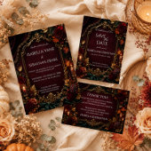 Burgund & Gold Dark Romance Hochzeit  Einladung