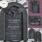 Gothic Halloween Black Bat & Arch Wedding Save The Date