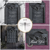 Gothic Halloween Black Bat & Arch Wedding QR Code RSVP Karte