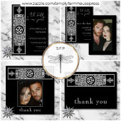 Gothic Pentagram Star Schwarz-weiß Wedding Dankeskarte